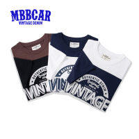 MBBCAR เสื้อยืดแขนสั้นหลากสีสำหรับเด็กผู้หญิงวัยรุ่นพิมพ์ลายตัวอักษร200G เสื้อยืดคู่สำหรับผู้ชาย