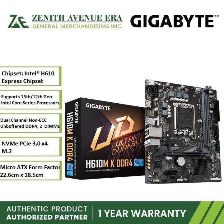 GIGABYTE GAH610MK DDR4 LGA1700 mATX Gigabyte Motherboard Lazada PH