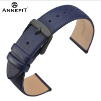 ANNEFIT Leather Watch Band for Men Women 16mm 18mm 20mm 22mm Wrist Bracelets with Black Stainless Steel Buckle