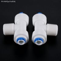 2Pcs 1/4 Hose Connect 3/8 BSP Male Reverse Osmosis Quick Pipe Fitting T Shape Tee RO Water Plastic Coupling Connector Adapter