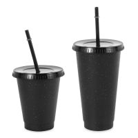 ▦ 1PC Portable Flash Powder Water Bottles With Straws Sequined Glitter Outdoor Sport Cup Coffee Juice Plastic Mug Drinkware