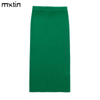 2022 Women Spring Vintage Slim Solid Elasticity Knitted Midi Skirt Fashion Chic Elastic Waist Streetwear Ladies Skirts Vestidos