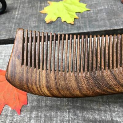Unisex Sandalwood Comb Women Men Home Travel Wood Anti-static Fine-tooth Comb Wooden Handle