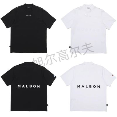 Malbon เสื้อยืดแขนสั้นผู้ชายฉบับภาษาเกาหลีกอล์ฟ,เสื้อกีฬาแห้งเร็วระบายอากาศทรงหลวมพอดีตัวสีทึบ