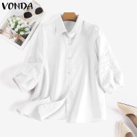 (จัดส่งฟรี)Fancystyle VONDA เสื้อผู้หญิงลำลองติดกระดุมลายป่าแขน3/4สำหรับเดินทางเสื้อเชิร์ตมีปก #2