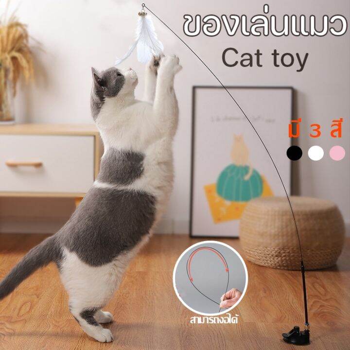 bhq-pet-ของเล่นแมว-ของเล่นล่อแมว-cat-toy-ขนนก-แบบปุ่มดูดสุญญากาศ-ไม้ตกแมว-ไม้แหย่แมว-สําหรับแมว