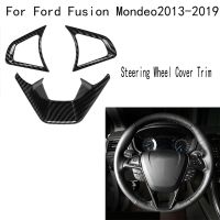 3PCS Steering Wheel Cover Trim Steering Wheel Button Frame for Ford Fusion Mondeo 2013-2019