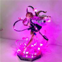 ZZOOI Anime Figures Demon Slayer Kanroji Mitsuri PVC Led DIY Toys Kimetsu no Yaiba 21cm Decor Bedroom Visual Night Light Action Figure