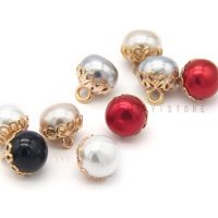 10mm Red Black Light Metal Shank Pearl Buttons For Clothes Little Blouse Shirt Dress Colorful Decorative Accessories Wholesale Haberdashery