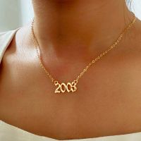 ◙☈ New Alloy Year Number Necklaces for Women Birthday Gift From 1991 To 2005 Female Pendant Necklace Fashion Jewelry Factory Outlet