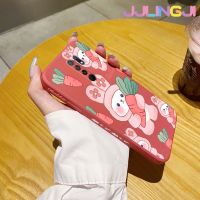 Jlingji เคสสำหรับ Xiaomi Mi POCO M2 Redmi 9เคสโทรศัพท์ลายขอบซิลิโคนของเหลวแบบนิ่มกระต่ายแครอททรงสี่เหลี่ยมตัวการ์ตูนเคสป้องกันกล้องเลนส์คลุมทั้งหมดเคสปกหลังกรอบนิ่ม