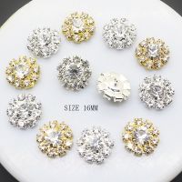 10pcs/set 16mm Round Diamond Alloy Rhinestone Button with Shank Crystal for Wedding Bouquet Child Hair Ribbon Decorative Haberdashery