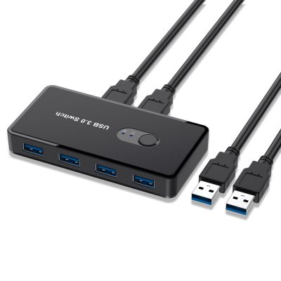 สวิตช์ KVM USB ตัวเลือกสวิตช์ USB3.0 2พอร์ตแชร์4อุปกรณ์ USB 2.0สำหรับเครื่องพิมพ์สแกนเนอร์เมาส์และคีย์บอร์ด Kvm Switch Hub Feona