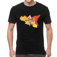 Sicily Sicilia Flag Map Tshirt Men Tees Cotton T Shirts Italian Sicilian Pride Tshirts Gift