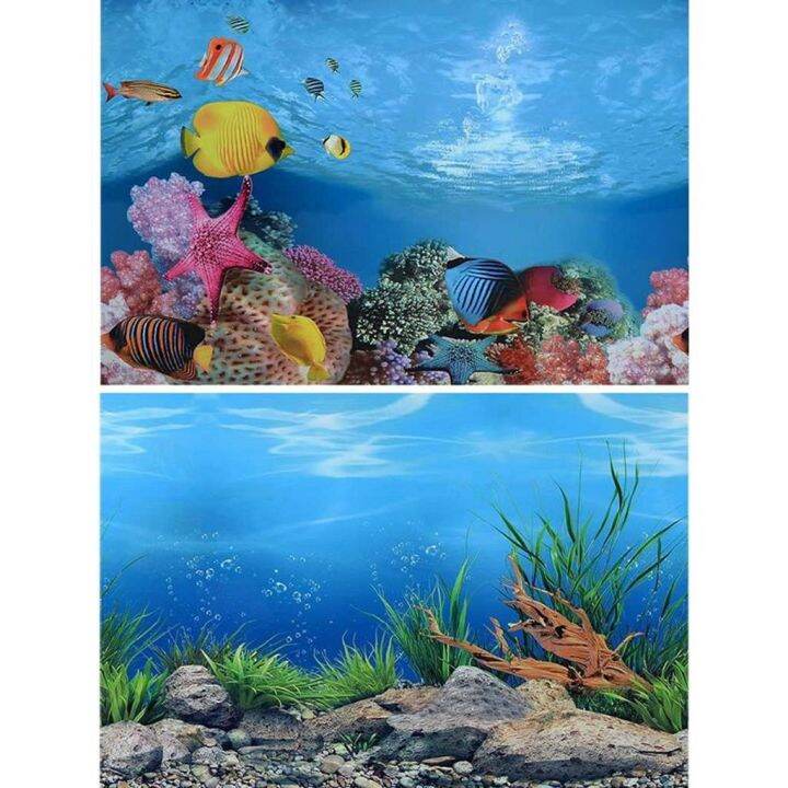 PVC Fish Tank Double Sided Background Poster Ocean Picture Sticker ...