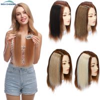 100% Human Hair Invisable Straight Hair Pads Clip In One Piece 2Clips Increase hair volume Hair Extensions Top Side Cover Wig  Hair Extensions  Pads