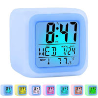 Quiet Operation Creative Gifts Mute LED Color Change White Screen Multicolor Clock Electronic Alarm Clock