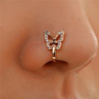1Pc Women CZ Butterfly Fake Nose Ring Non Piercing Clip On Nose Ring Punk Style Nose Cuff Fake Piercing Septum Nariz Jewelry
