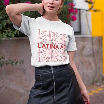 Latina Af Letter Print T Shirt 90S Aesthetic Short Sleeve Women Tshirt Girl Stleri Tee Grunge Cotton Lady Shirt Drop