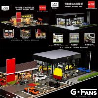 G FANS 1:64อู่รถยนต์รูปแบบ Diorama กับไฟ LED ที่จอดรถเมืองชุดแบบจำลอง DIY สามารถใช้ร่วมกับเมือง