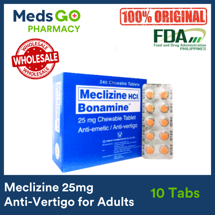 BONAMINE 10 Chewable Tablets for Adults Meclizine 25mg Vertigo