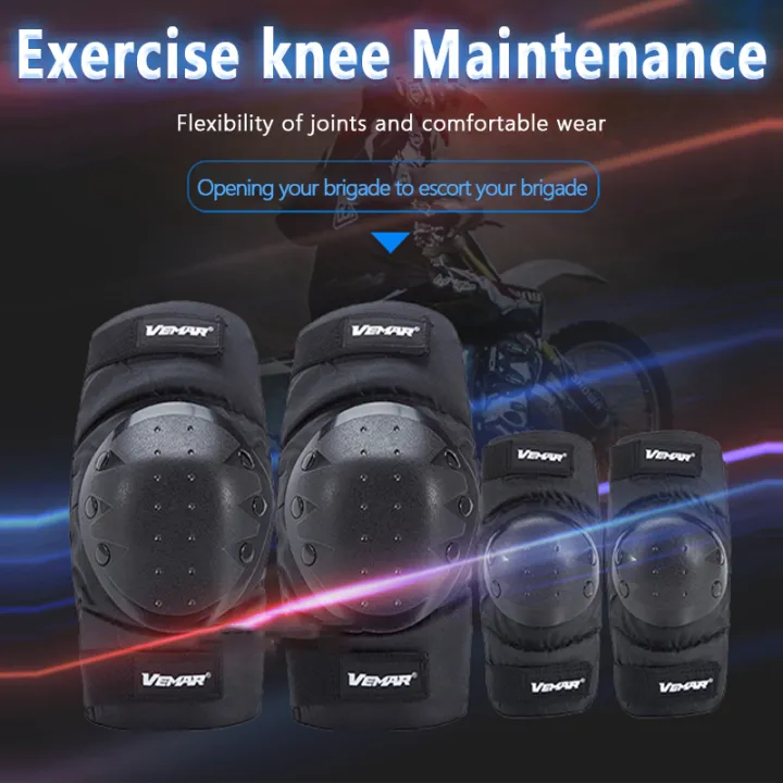 WHEEL UP 4Pcs Adult Sports Motorcycle Motorbike Bike Racing Skating Elbow Knee Shin Armor Guard Protector Guards Protective Gear Pad Bicycle MTB Bike Knee Brace and Elbow Guards