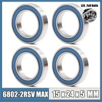 6802 2RSV MAX Bearing 15*24*5 mm 4Pcs Full Balls Bicycle Pivot Repair Parts 6802 2RS RSV Ball Bearings 6802-2RS 6802LLU Axles  Bearings Seals