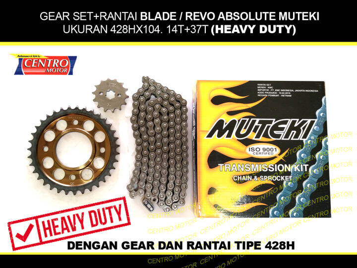 MUTEKI GEAR SET HONDA BLADE/REVO ABSOLUTE.BAHAN BAJA,HEAVY DUTY,SUDAH