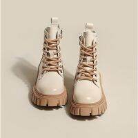 CODtuxiao Ready Stock Beige martin boots Women All-match Fashion platform mid-tube boots British style short boot