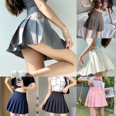 ส่งด่วน จากกทม กระโปรงสั้น กระโปรงเทนนิสเอวสูง skirt สีพื้น กระโปรงสั้นเหนือเข่า กระโปรงเอวสูงฤดูร้อน มีกางเกงเซฟตี้ กระโปรงพลีทผู้ห