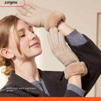 ZONGMA หน้าจอสัมผัสหน้าจอ ถุงมือแคชเมียร์ รูปแบบการปัก ตุ๊กตาผ้าหนา ถุงมือเต็มนิ้ว 2023ใหม่ ถุงมือขนยาวอบอุ่น กีฬานอกสถานที่