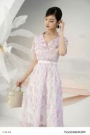 Đầm tơ hồng HT cổ vest thiết kế Elise FS2201094DMORPP thumbnail