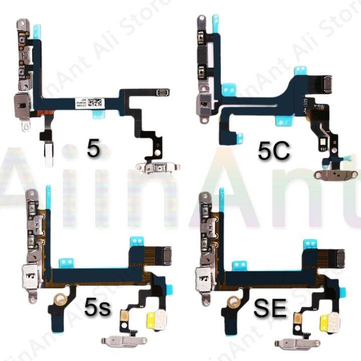 aiinant-ปุ่มปิดเสียงและเปิด-ปิดเสียงของแท้สวิตช์กุญแจสายเคเบิ้ลยืดหยุ่นสำหรับ-iphone-5s-se-5-6-6s-7-8-se2-plus-power-flex-ซ่อมแซมชิ้นส่วน