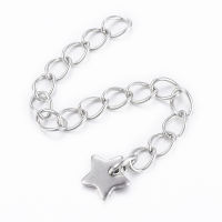 5Strand 304 Stainless Steel Chain Extender with Star Charms Stainless Steel Color 55x2.8mm