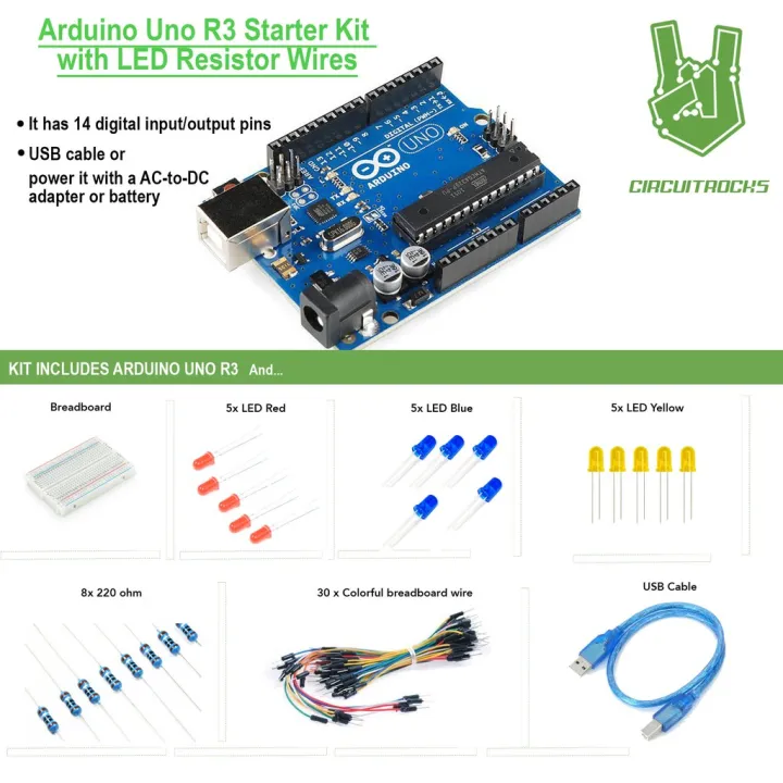 Arduino Uno R3 Starter Kit with LED Resistor Wires | Lazada PH