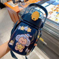 850ml Large Capacity Thermos Mug with Straw Creative Big Belly Cup Girl Crossbody Kettle Cute Childrens Cups