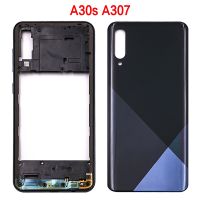 ฝาครอบพลาสติก A307G แบตเตอรี่ด้านหลังสำหรับ Samsung Galaxy A30s A307 A307F A30S กรอบกลางเคสที่อยู่อาศัยแบบเต็มกรอบ