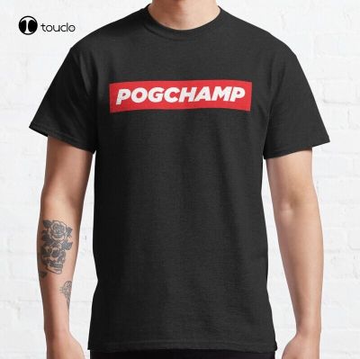 Pogchamp Pog Meme Twitch Emote Poggers Classic T-Shirt Cotton Tee Shirt Custom Aldult Teen Unisex Digital Printing Tee Shirt XS-4XL-5XL-6XL