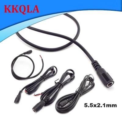 QKKQLA 5.5x2.1mm 12V 5A DC Female Plug Power Supply  Cable DIY Extension 20 AWG Jack Cord DC Connector For LED Light CCTV
