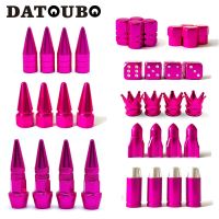 DATOUBO Pink Color Car Tire Valve Stem Cap Sets.Crown Dice Rocket Spike design Tyre Air Dust Caps Pink Color. Tire Valve stem