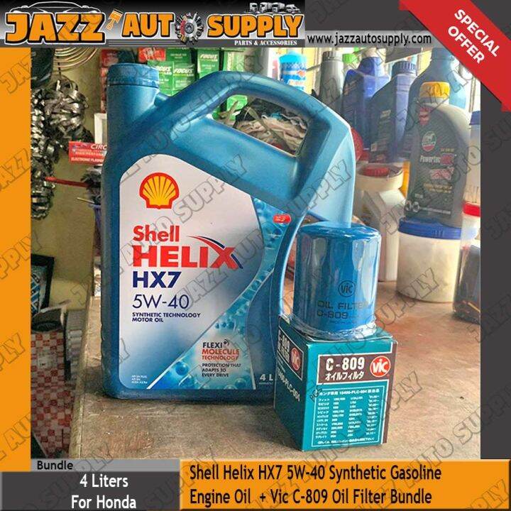 Shell Helix HX7 Gasoline 5W-40 Synthetic Engine Oil 4L + Vic C-809 Oil ...