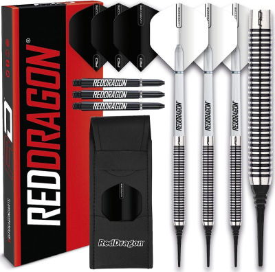 ‎Red Dragon Darts Pegasus Soft TIP Darts Set - 18g or 20g - White Red Dragon Stems and White Flights 20.0 Grams