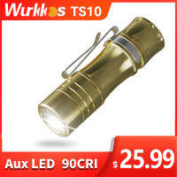 Wurkkos TS10 Powerful Mini 14500 EDC Flashlight with 3*90 CRI LEDs and Single Color Aux 1400LM Pocket Torch Anduril 2.0