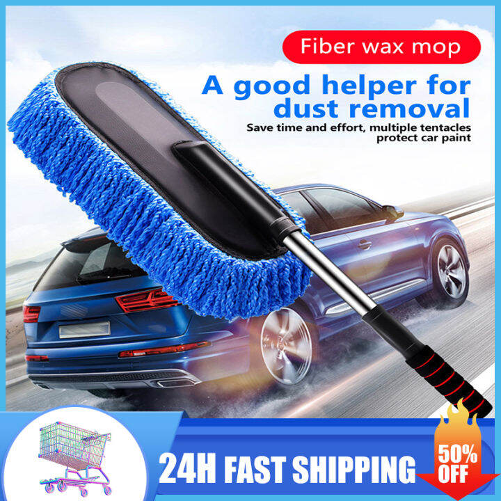 [COD] Retractable Microfiber Car Wash Brush Mop Removable Super