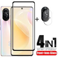 (Hulux electron) 4-In-1สำหรับ Huawei Nova 8แก้วสำหรับ Nova 8กระจกนิรภัยป้องกันโทรศัพท์ฟิล์มป้องกันหน้าจอสำหรับ Huawei Nova 9 8เลนส์แก้ว