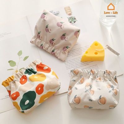 Small Flower Fruit Printing Lipstick Cosmetic Pouch/ Automatic Closing Key Coin Purses/ Travel Portable Waterproof Earphone Jewelry Bag