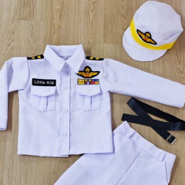 งานไทย-พร้อมส่ง-ชุดข้าราชการเด็กสีขาว-ชุดทหารสีขาว-ชุดอาชีพเด็กในฝัน-เสื้อ-กางเกง-หมวก-เข็มขัด