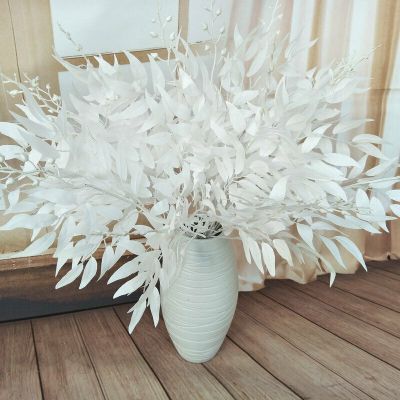【cw】 Artificial WhitePlant Wedding Bouquet Decoration SilkHome VaseWillow LeafGrass Fake Flowers Plant