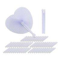 20 PCS White Folding Paper Fans Heart Shaped Assortment With Plastic Handle For Wedding Favor Party Bag Filler