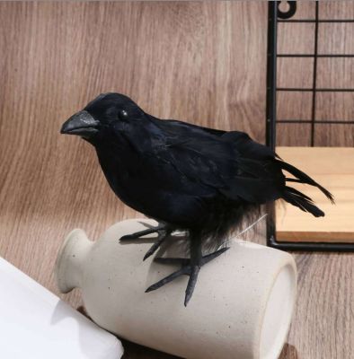 Artificial Crow Simulation Black Crow Animal Model Black Bird Raven Prop Scary Decoration For Halloween Party Supplies